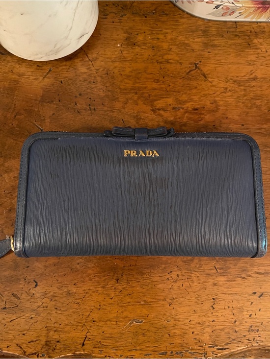 Prada Handbags - Prada Navy Leather Zip Wallet / used condition